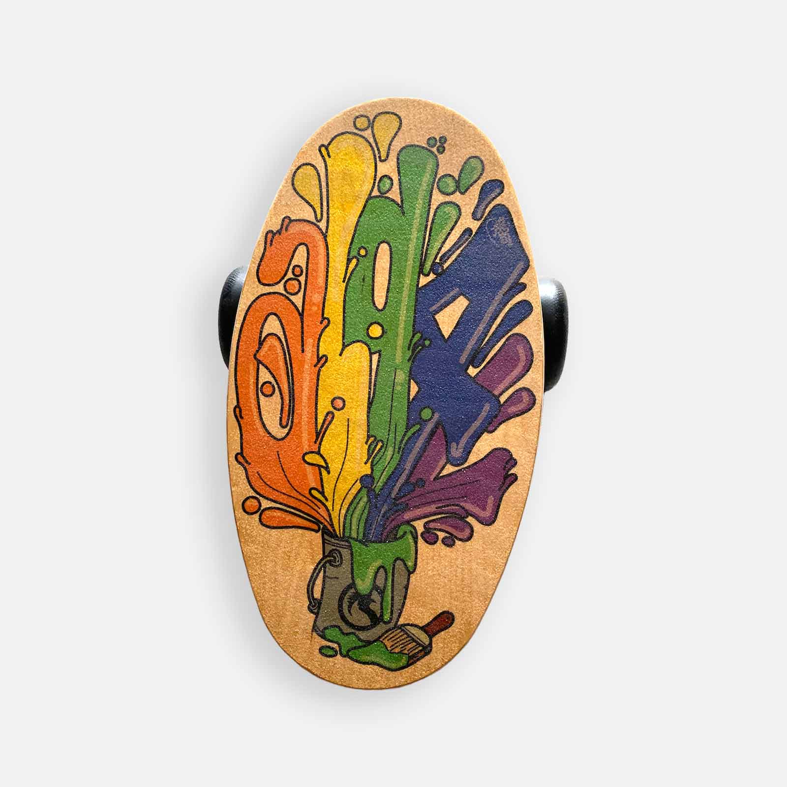 balance board eggy con forma ovale di algal board - disegno con schizzi di vernice - adatta per sport palestra equilibrio yoga surf