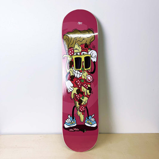 tavola skateboard con grafica di una pizza - disegnato e prodotto da algal board
